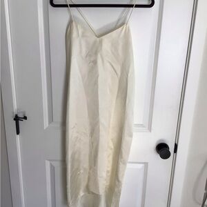 Vintage Acetate White Satin Cami Camisole Tank Midi Slip Dress Sz 8